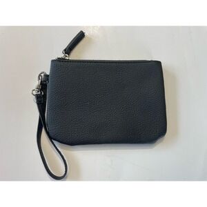 Steve Madden Black Zip Wristlet Wallet Faux Leather Detachable Strap